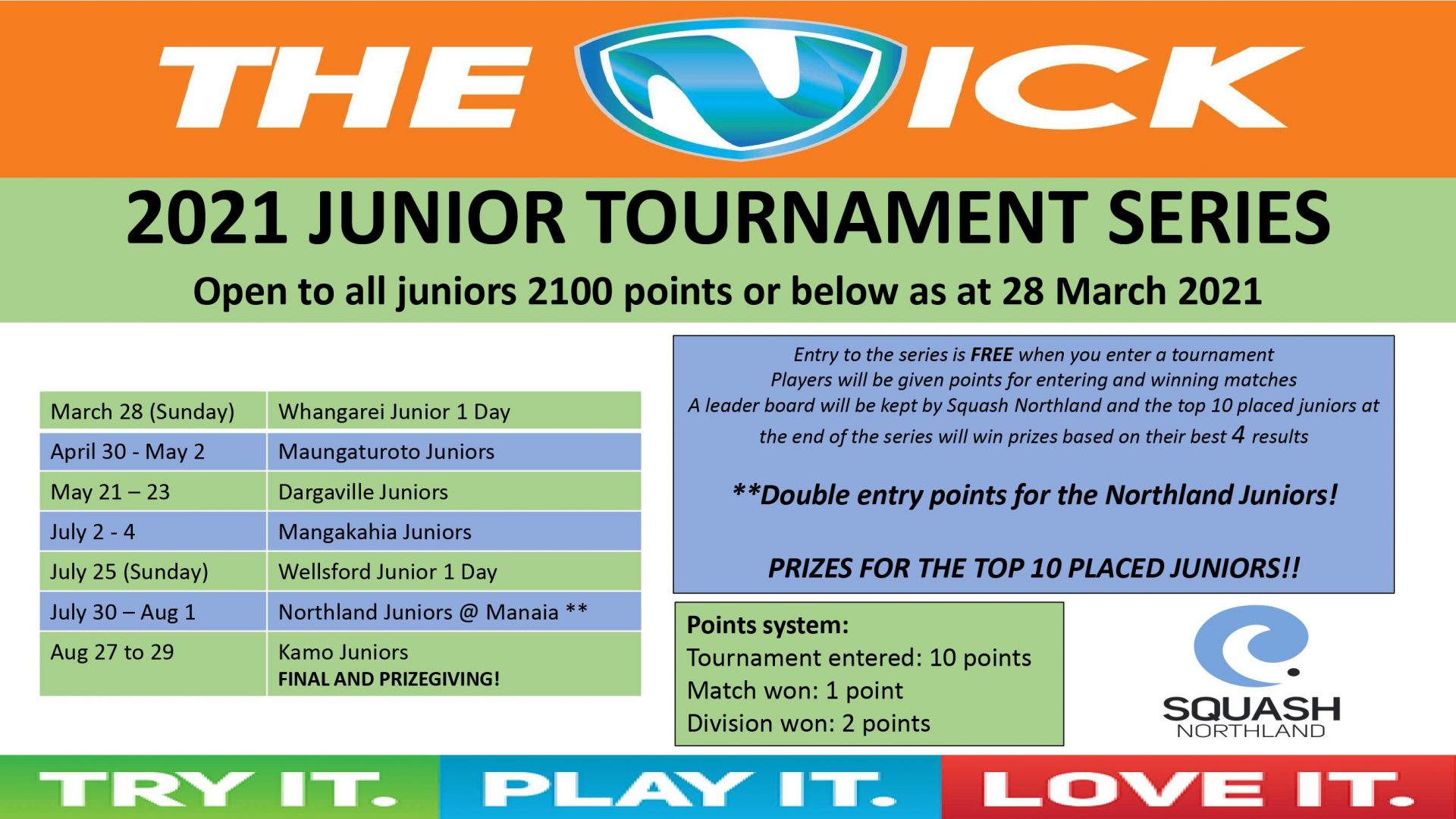 Northland Junior Tournament Series 2023 Squash Northland